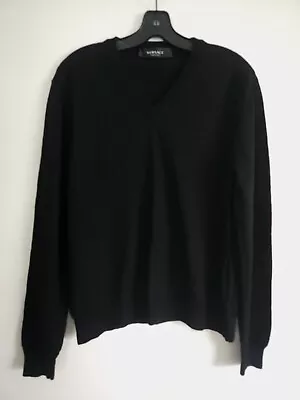 Versace Sweater By Gianni Versace Virgin Wool V-Neck Size 56 Black READ • $89