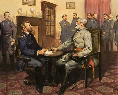 Civil War Painting: General Grant Meets Robert E. Lee - 8  X 10  PRINT • $10.97