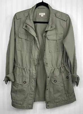 Merona Women's Utility Jacket Size Medium Green Drawstring Cinched Waist Zip Up • $16