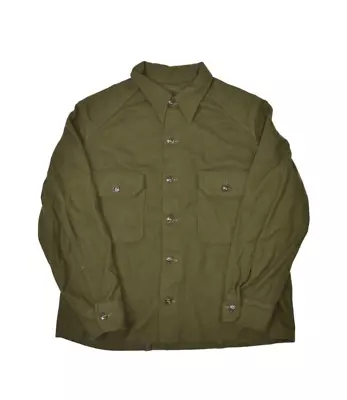 Vintage US Army Shirt Mens L Wool Field OG 108 Heavyweight Long Sleeve Military • $48.94