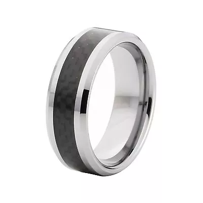 Tungsten And Carbon Fiber Wedding Band Ring Men's Jewelry Size 7-14 + Half • $12.89