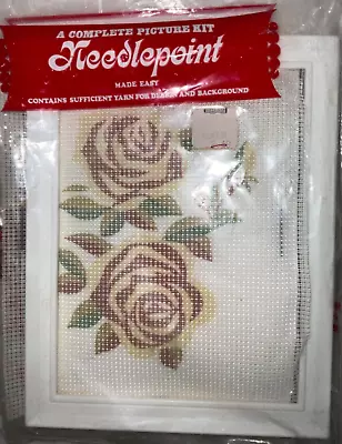 VINTAGE Vogart Painted Stamped Floral Yellow Roses Needlepoint Kit N1 • $12.50