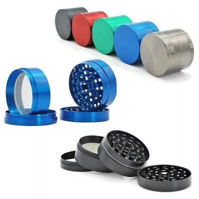 50mm Plain Colour Metal Dry Herb Grinder 4 Piece Kitchen Spice Crusher • £7.49