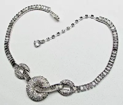 Vintage 1950s Rhinestone Necklace JOMAZ Signed Mazer Silver Tone Setting 751j • $135.95