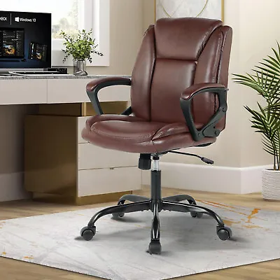 Home Office Chair Ergonomic Mid Back Computer Desk Chair PU Leather Task Chair  • $73.99