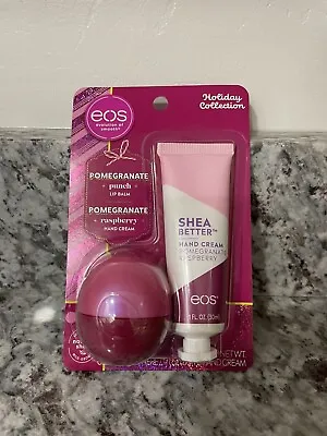 EOS Holiday Collection Pomegranate Punch Lip Balm Raspberry Hand Cream Set NEW • $9