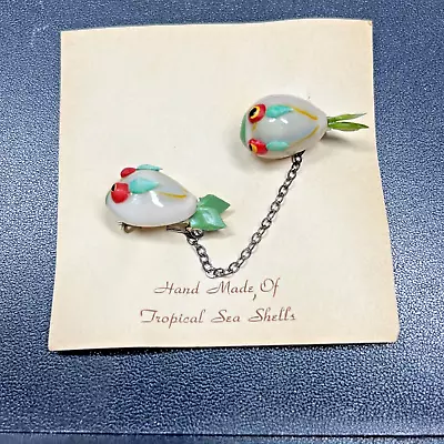 Vintage Multicolor Tropical Sea Shells Chained Scatter Fish Pin Brooch • $11.99