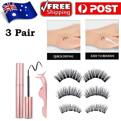 $12.10 • Buy False Eyelashes Magnetic Natural Eye Lashes Extension Liquid Eyeliner Tweezer AU