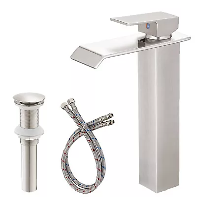 Bathroom Vessel Sink Faucet Single Handle 1 Hole Tall Waterfall Basin Vanity Tap • $59