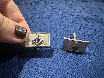 Vintage Swank Masonic Freemason Blue Enamel Cufflinks • $47.99