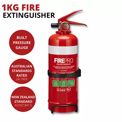 $26.98 • Buy FirePro 1kg Fire Extinguisher Dry Powder Car Boat Home Caravan Pro W/ Bracket