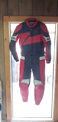 Vintage FIELDSHEER Leather Motorcycle Racing Suit | Red Black White   Size 44/54 • $162.60