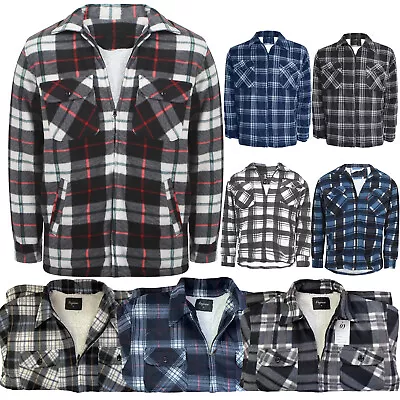 Padded Shirt Winter Lumberjack Check Fur Lined Collar Pockets Zip Up Jacket Sale • £11.99