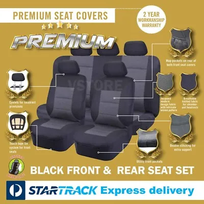 $179 • Buy Premium Black 2Row Seat Covers For Mitsubishi Triton MQ MR GLS GLX GLX-R 2015-On