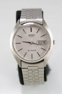 Adec Men Watch Stainless Steel Silver Water Resist Battery Day Date White Quartz • $70.88