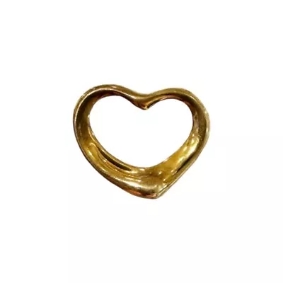 TIFFANY & Co. Open Heart Pendant Top Necklace Elsa Peretti Gold 18K 750 1.4g • $299.90