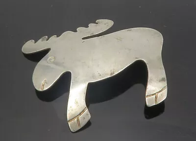 MEXICO 925 Sterling Silver - Vintage Smooth Moose Animal Brooch Pin - BP4439 • $45.93