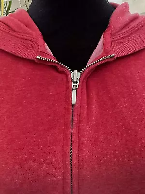 EUC Victoria's Secret VSX Sport Zip Jacket Hoodie Sweatshirt Red Velour Medium • $14.99