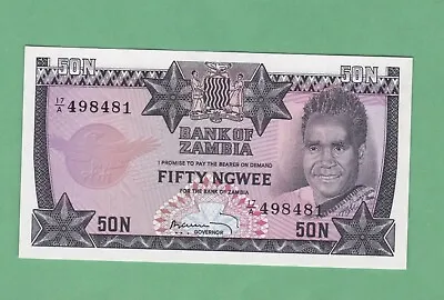 $20 • Buy Zambia 50 Ngwee Note P-14  A/17  Prefix    UNCIRCULATED