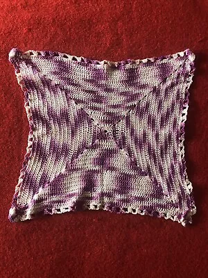 Vintage Handmade Crochet Doily Purple White 15  X 15  • $2