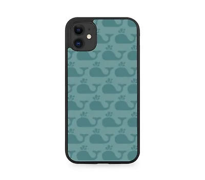 Dark Green Whale Pattern Rubber Phone Case Whales Underwater Ocean Sea Gel F204 • £15.90
