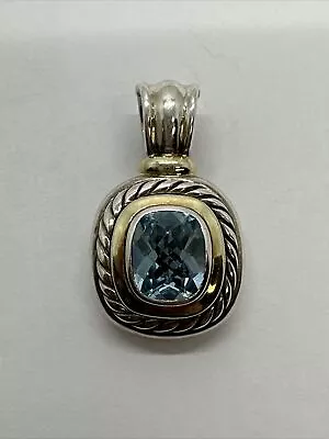 DAVID YURMAN  925 Sterling Silver 585 Gold Blue Topaz Pendant Enhancer Bail • $479.99