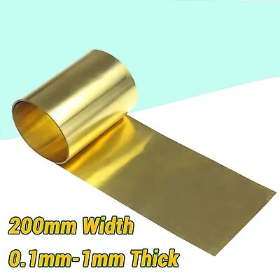 Brass Sheet Roll Metal Foil Plate 0.1-1mm Thick 200mm Width 500mm Length X • £4.79