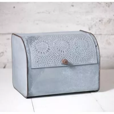 Metal Punched Tin Bread Box In Weathered Zinc By Irvins Country Tinware • $109.95