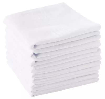 Mens Handkerchiefs 100% Soft Cotton White Hankie Hankerchieves • $11.68