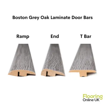 Boston Grey Oak MDF Laminate Door Bar Trims Ramp Profile End Edge T Bar Strips • £9.99