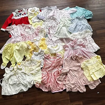 20+ Vintage Girls Dresses Frilly Clothing Lot Mixed Sizes Peter Pan Collar Lace • $60