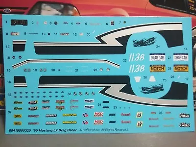 🌟 Decals 1990 Ford Mustang Drag Car 1:25 Scale 1000s Model Car Parts 4 Sale. • $9.49