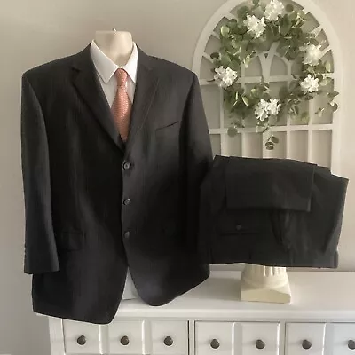 MICHAEL KORS 3 Btn ALL Wool 2 Pc Suit Sz 46R 40X29 Char Gray Striped SHARP! • $59.49