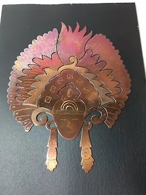 $24.99 • Buy Aztec Mayan Warrior Copper Brass Metal Wall Art 12”x8” 