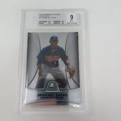 2010 Bowman Platinum Prospects BGS 9 Mint Miguel Sano #PP28 Graded Card • $9.25