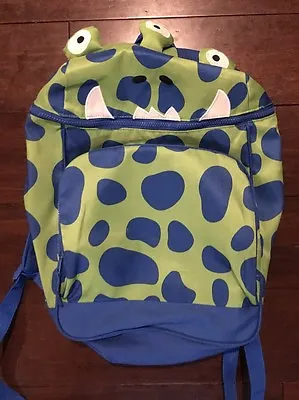 GYMBOREE Blue Alien Monster Backpack Eyes With Teeth Blue Green EUC • $15.99