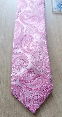 Pink Paisley Pattern On Pink Background Men's Silk Tie. Van Buck London.  • £6