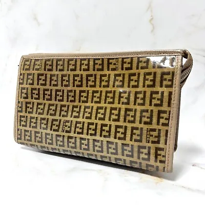 Vintage FENDI Vintage Zucca Clutch Bag Purse Cometic Bag Authentic • $79.99