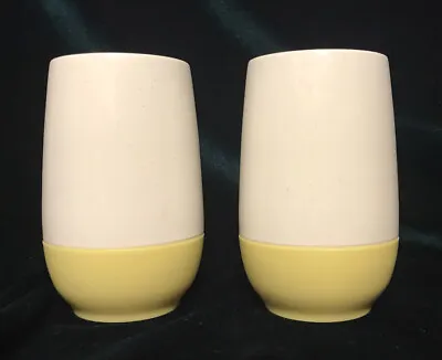 $15.95 • Buy Vintage Vacron Bopp-Decker  Vacuum Plastic Insulated Yellow/ White Juice Glasses