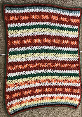 Vintage Handmade Multicolored Granny Afghan Rug Crochet 29” X 39.5” • $23.29