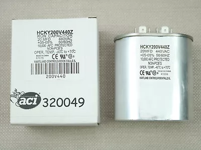 20 MFD 440 VAC 50/60 Hz +05-05% Motor Run Capacitor Oval Aluminum Hartland • $10.98