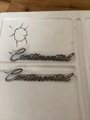 Vintage Ford Lincoln Continental Emblem Set Of 2 Script Metal Chrome #65291862 • $45