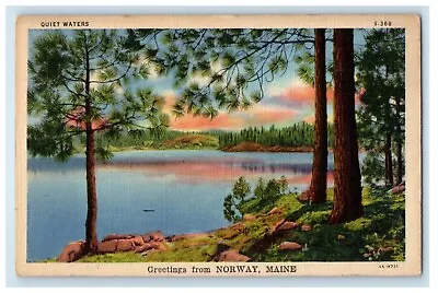 C1930's Greetings From Norway Maine ME View Of Quit Waters Unposted Postcard • $14.98