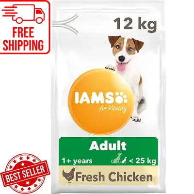 IAMS For Vitality Small/Medium Breed Adult Dry Dog Food With Fresh Chicken 12kg • £38.95