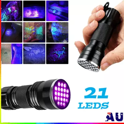 UV Ultra Violet Mini Torch Light Lamp Aluminum Blacklight Ink Flashlight 21 LED • $11.55