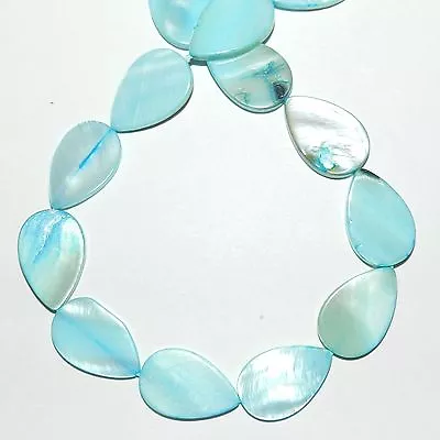 MP1878 Ocean Blue 20mm Teardrop Mother Of Pearl Shell Gemstone Beads 15   • $10