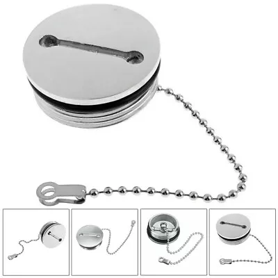 Boat Deck Fill Filler Replacement Cap And Chain Stainless Steel Fuel Water Gas. • $14.95