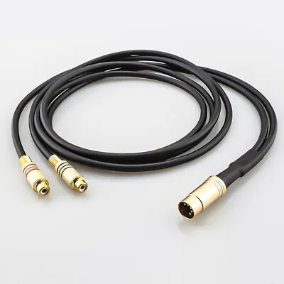 30cm 5 Pin DIN Stereo Audio Adaptor Cable To 2 RCA Phono Sockets B&O Naim Quad • £14.04