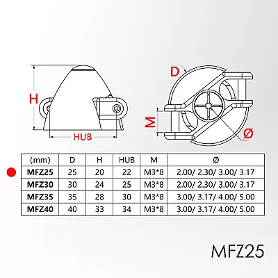 25mm/30mm/35mm/40mm Z-shaped Metal Folding Propeller Spinner For RC Airplane • $19.50