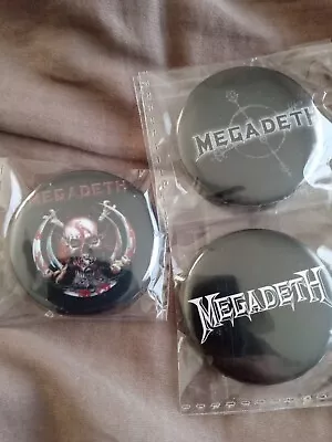 Lot Of Three Megadeth 1.5  Buttons / Pins For Shirt / Jacket / Bag - Mint Cond • $7.99